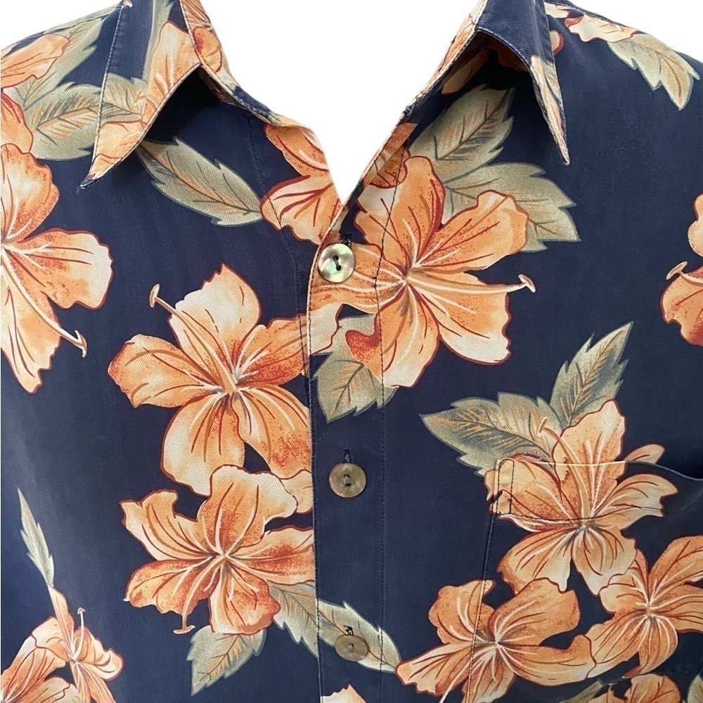 Pineapple MOON 100% Silk Aloha Hawaiian Floral Shirt Men M Medium - Picture 2 of 5